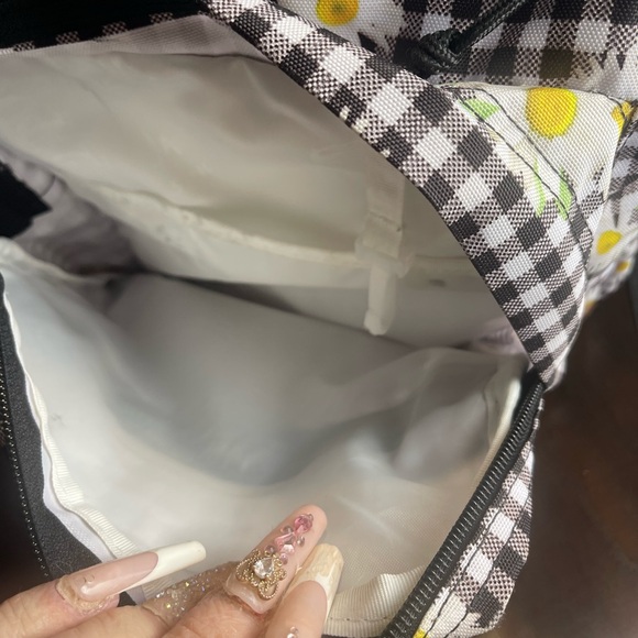 Jansport Black and White Checkered Backpack with Daisy Print - Picture 6 of 9